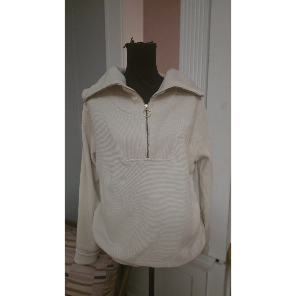 Better / Together Women’s Beige 1/4 Zip Fleece Pullover Sweatshirt Size L